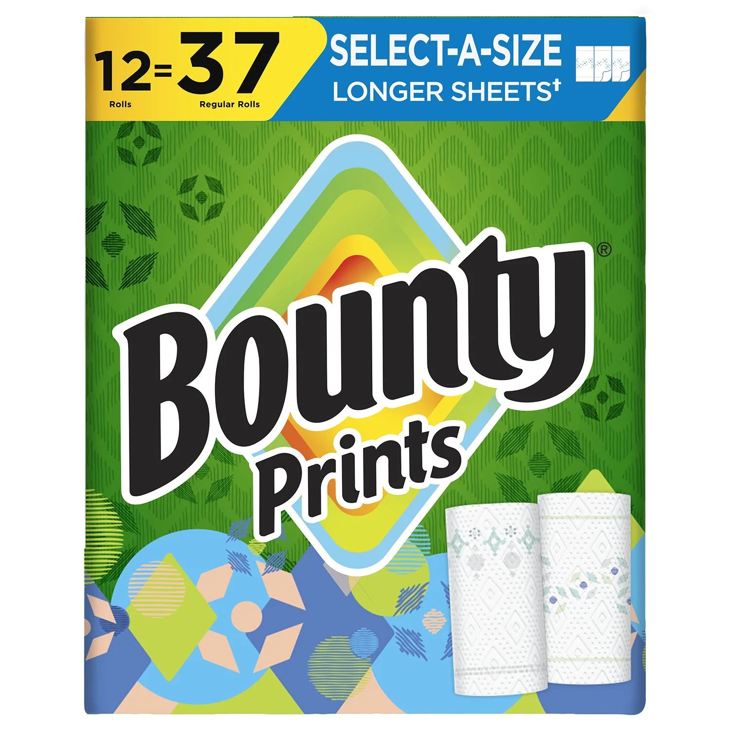 Bounty Prints Select-A-Size 2-Ply Paper Towels, 12 Rolls, 128 sheets/roll - Bellso